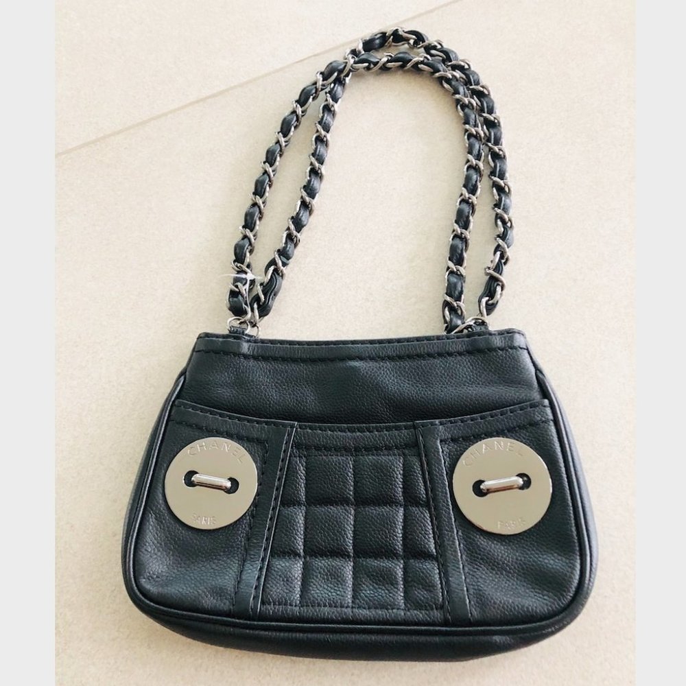NWOT RARE Chanel Black Caviar Leather Bowler Bag